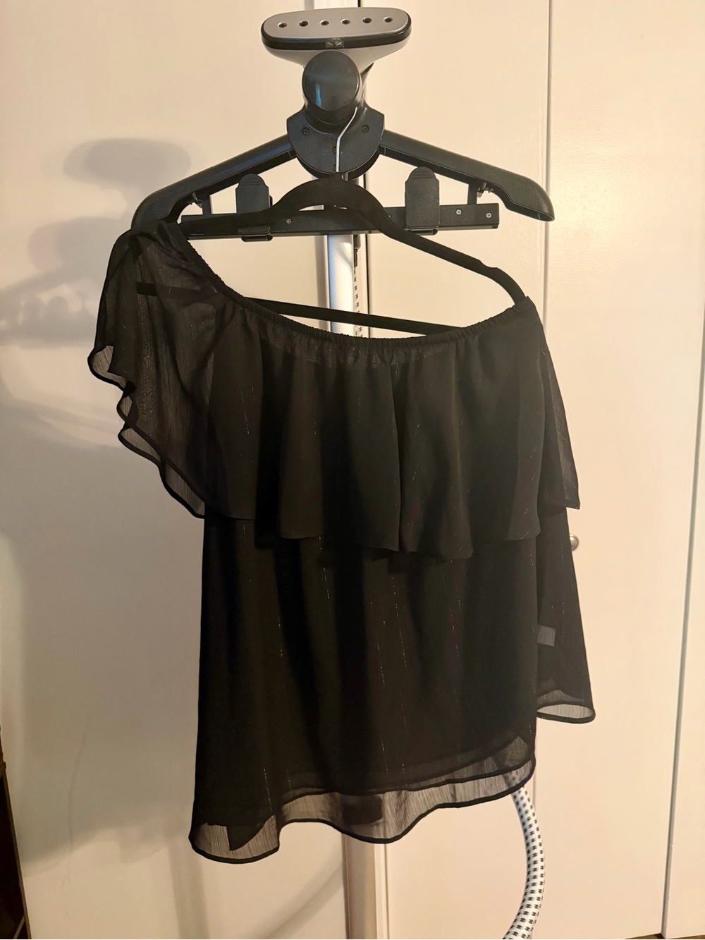 torrid Black One-Shoulder Ruffle Blouse